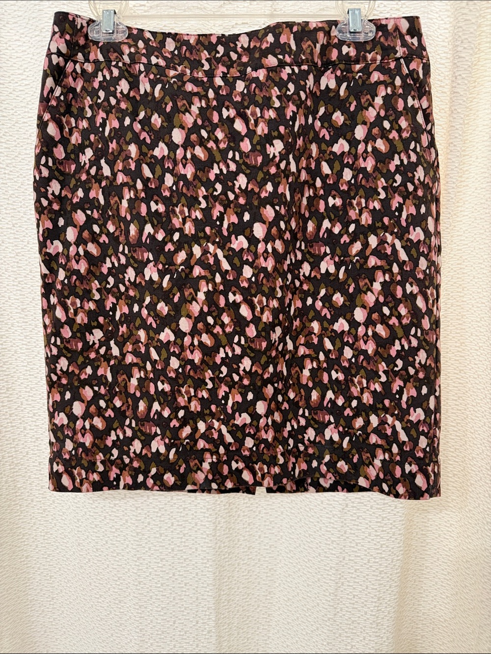 Merona Brown Pencil Skirt with Pink & Olive Abstract Print